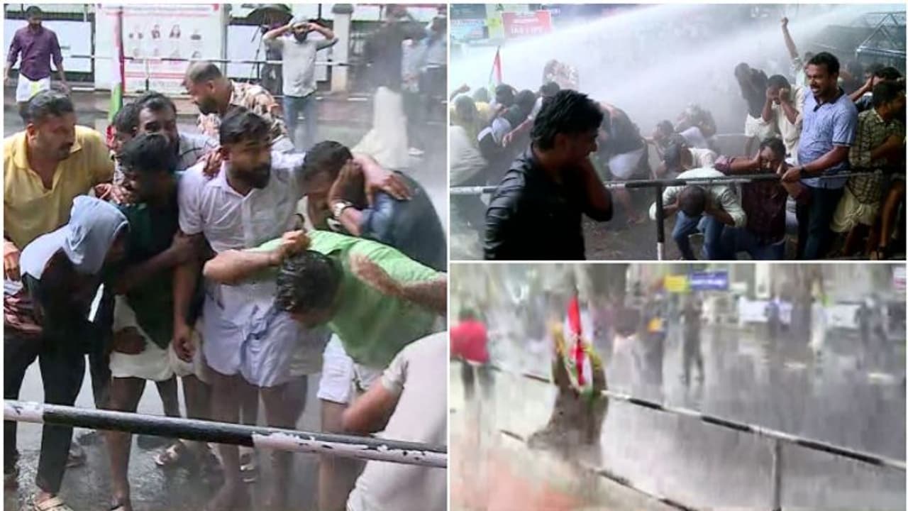 ജോയിയുടെ മരണത്തിൽ പ്രതിഷേധിച്ച് നഗരസഭയിലേക്ക് യൂത്ത് കോൺഗ്രസ് മാർച്ച്, അക്രമാസക്തം, പൊലീസ് ജലപീരങ്കി ജോയിയുടെ മരണത്തിൽ പ്രതിഷേധിച്ച് നഗരസഭയിലേക്ക് യൂത്ത് കോൺഗ്രസ് മാർച്ച്, അക്രമാസക്തം, പൊലീസ് ജലപീരങ്കി