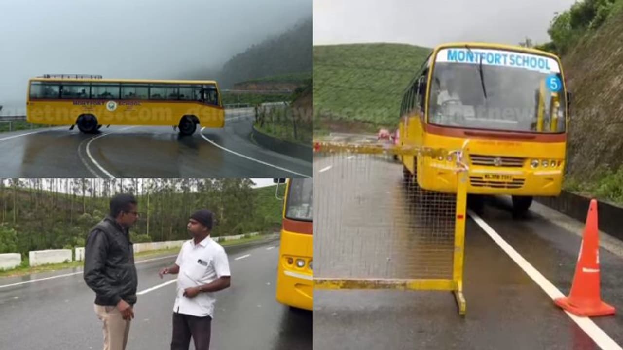 അപകട സാധ്യത: യാത്ര നിരോധിച്ച മൂന്നാര്‍ ഗ്യാപ് റോഡിലൂടെ കുട്ടികളുമായി സ്കൂൾ ബസ്, തടഞ്ഞ് തിരിച്ചയച്ച് പൊലീസ്