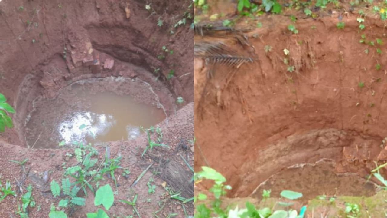 ഉഗ്രശബ്ദം കേട്ട് നോക്കിയ വീട്ടുകാര് ഞെട്ടി; താഴ്ന്നുപോയത് കഴിഞ്ഞ വര്ഷം നിർമിച്ച 50 അടി ആഴമുള്ള കിണര് ഉഗ്രശബ്ദം കേട്ട് നോക്കിയ വീട്ടുകാര് ഞെട്ടി; താഴ്ന്നുപോയത് കഴിഞ്ഞ വര്ഷം നിർമിച്ച 50 അടി ആഴമുള്ള കിണര്