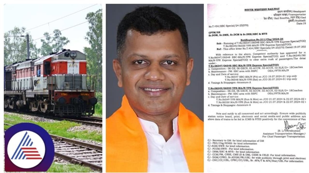 ಸಂಸದ ಚೌಟ ಪತ್ರಕ್ಕೆ ಸ್ಪಂದನೆ, ರಸ್ತೆ ಸಂಪರ್ಕ ಕಡಿತ ಬೆನ್ನಲ್ಲೇ ಬೆಂಗಳೂರು ಮಂಗಳೂರು ಹೆಚ್ಚುವರಿ ರೈಲು ಸಂಚಾರ! ಸಂಸದ ಚೌಟ ಪತ್ರಕ್ಕೆ ಸ್ಪಂದನೆ, ರಸ್ತೆ ಸಂಪರ್ಕ ಕಡಿತ ಬೆನ್ನಲ್ಲೇ ಬೆಂಗಳೂರು ಮಂಗಳೂರು ಹೆಚ್ಚುವರಿ ರೈಲು ಸಂಚಾರ!