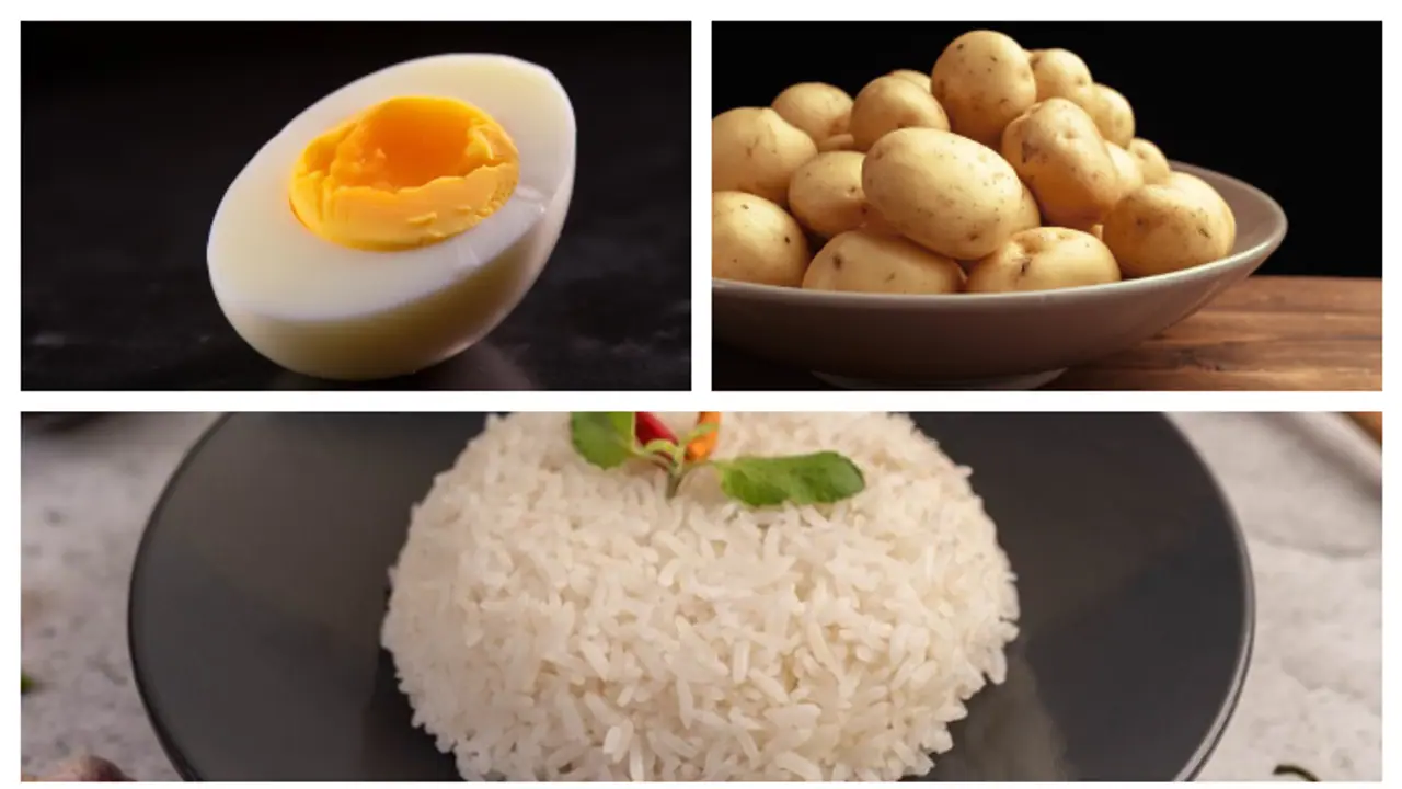 rice, eggs, potatoes,