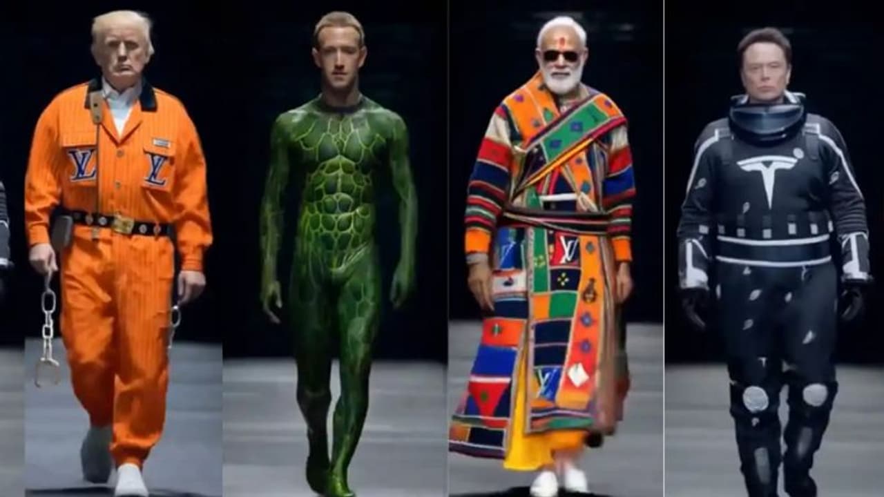 எலான் மஸ்க் வெளியிட்ட AI பேஷன் ஷோ; நம்ம மோடி ஜியும் இருக்காரு பாருங்க!!