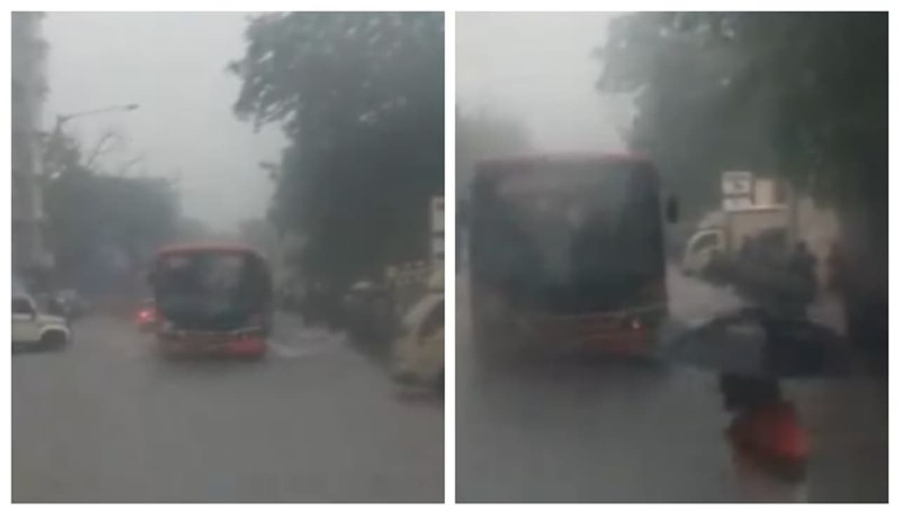 അതിശക്ത മഴ; മുംബൈയില്‍ ടയറോളം മൂടിയ വെള്ളത്തിലൂടെ നീങ്ങുന്ന ബസിന്‍റെ വീഡിയോയില്‍ ആശങ്കയോടെ സോഷ്യല്‍ മീഡിയ 