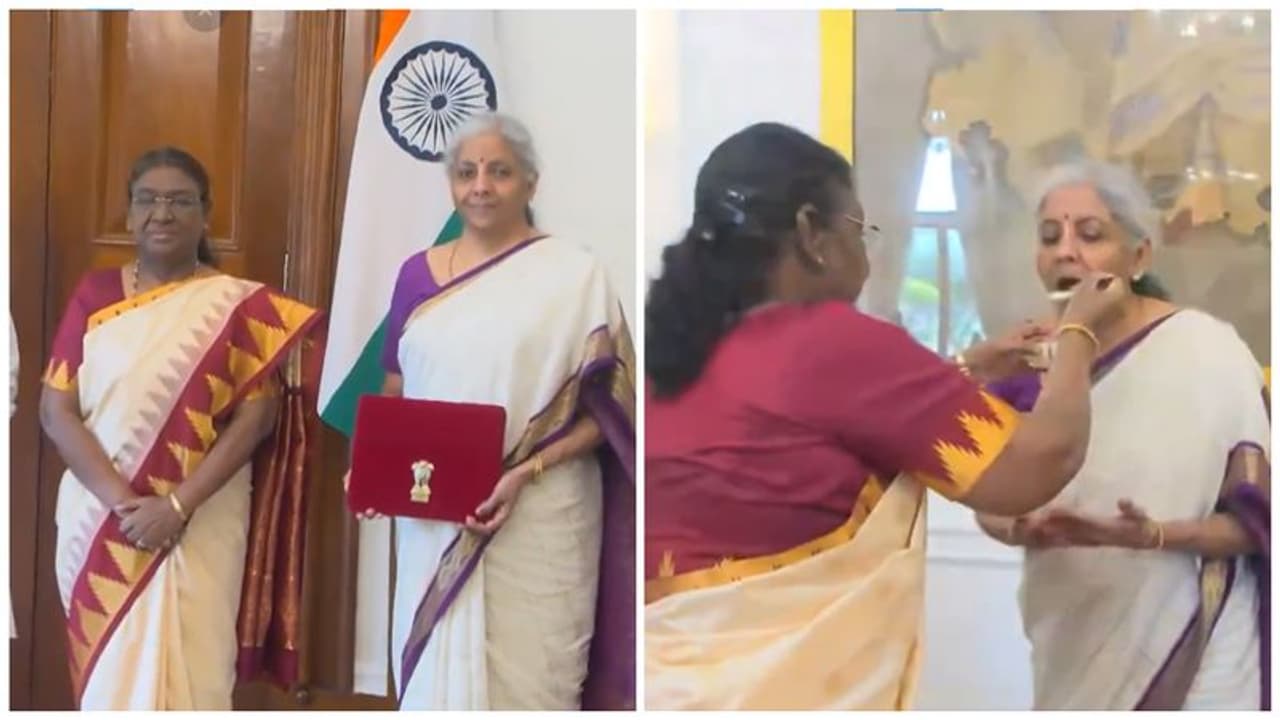Union Budget 2024: Watch President Murmu giving 'dahi cheeni' to Nirmala Sitharaman ahead of presentation 