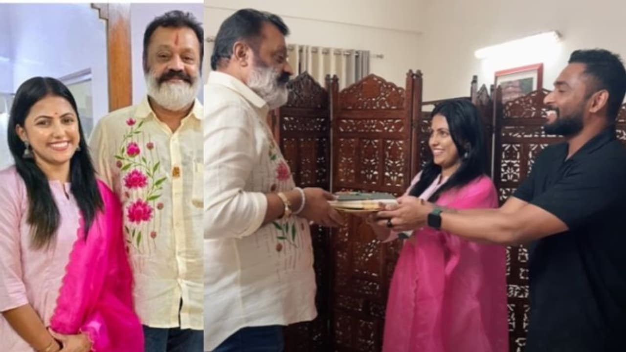 'ആദ്യ കല്യാണക്കുറി നമ്മുടെ സൂപ്പർ സ്റ്റാറിന്'; സുരേഷ് ​ഗോപിയുടെ അനു​ഗ്രഹം വാങ്ങി ശ്രീവിദ്യയും രാഹുലും