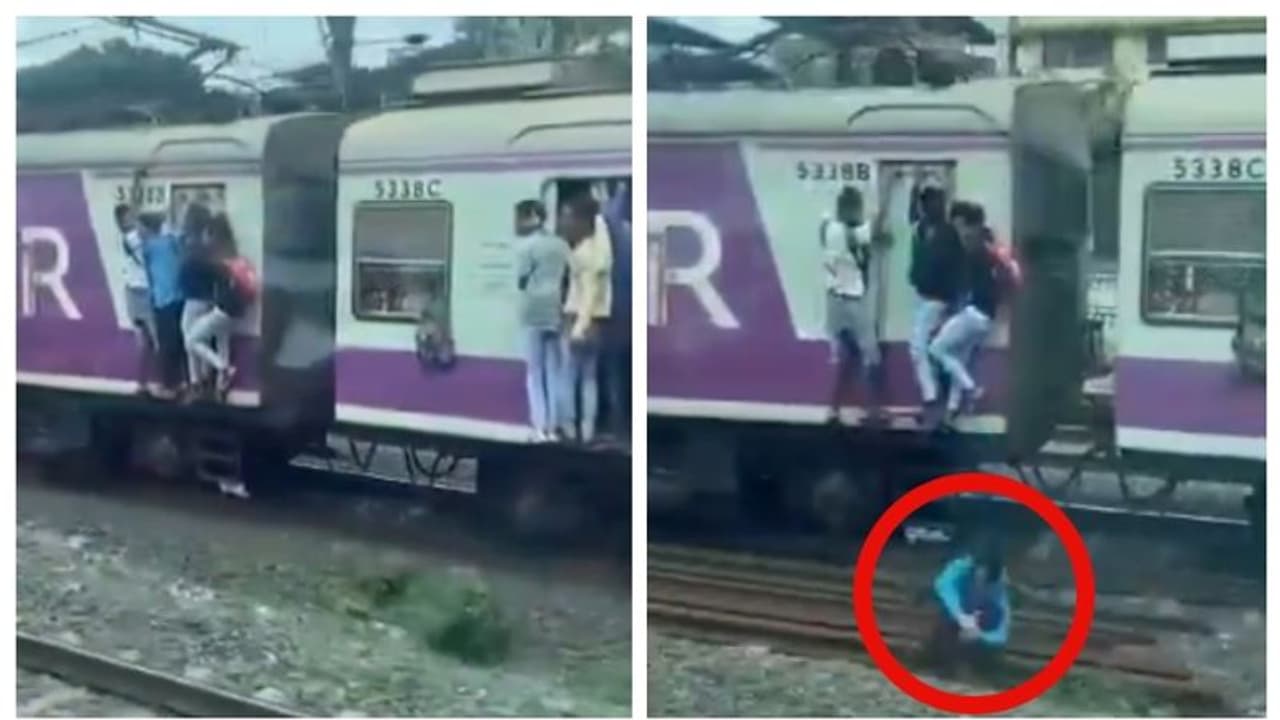 മുംബൈ ലോക്കൽ ട്രെയിനിൽ നിന്നും താഴേക്ക് വീഴുന്ന യുവാവിന്‍റെ വീഡിയോ; ട്രെയിൻ സുരക്ഷാ ചര്‍ച്ചയില്‍ വീണ്ടും വൈറൽ