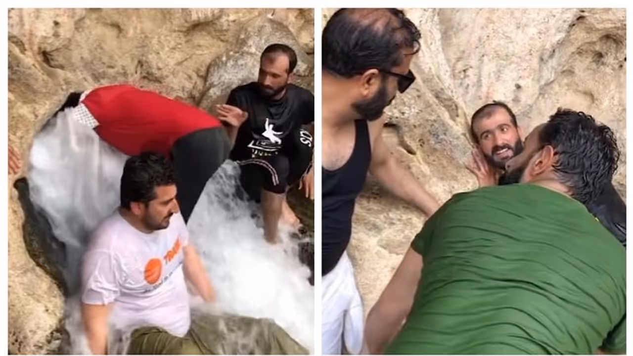 വെള്ളച്ചാട്ടം ഒഴുകിയെത്തുന്ന ഗുഹയ്ക്കുള്ളിലേക്ക് കയറിയ വിനോദ സഞ്ചാരിയെ കാണാനില്ല; വീഡിയോ വൈറല്‍ 