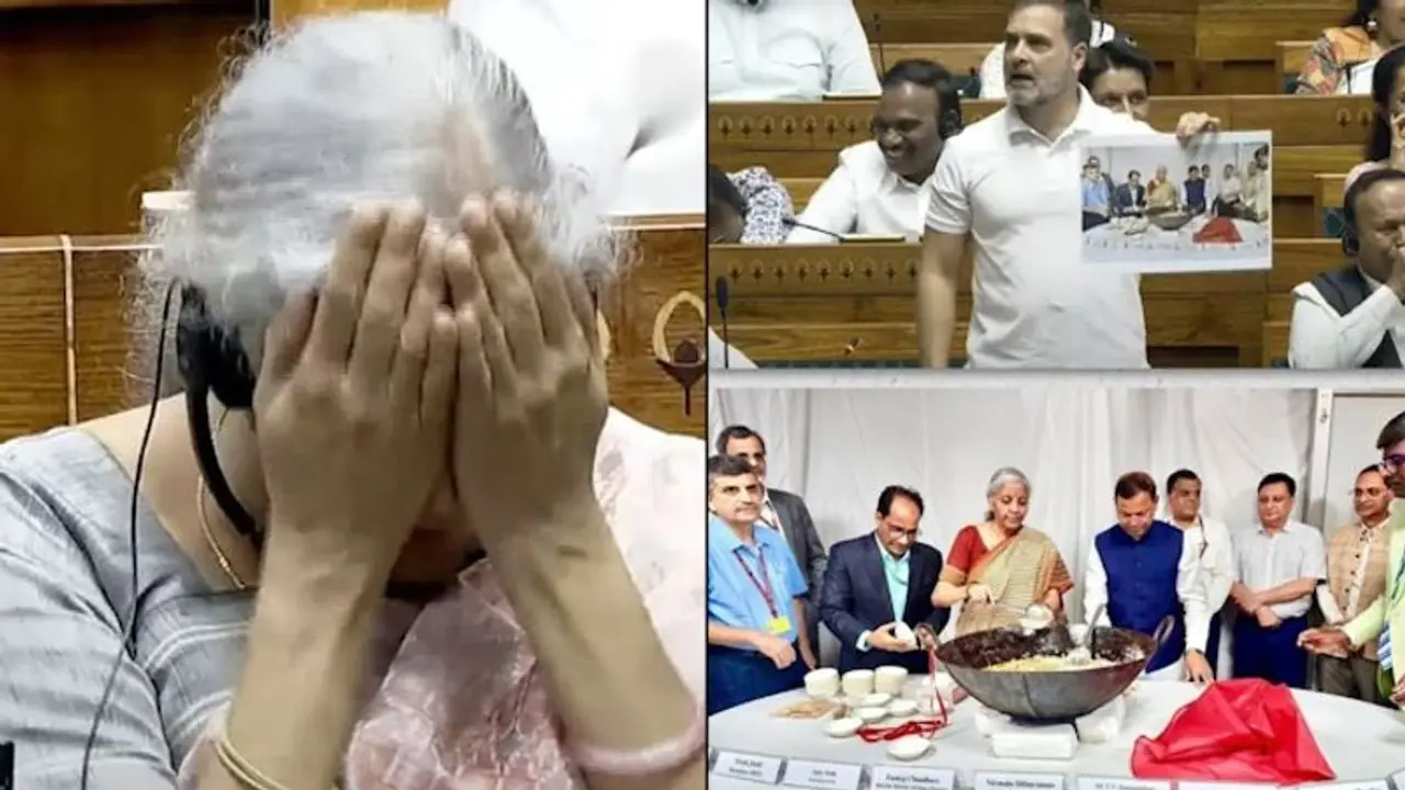 FM Sitharaman's facepalm during Rahul Gandhi's attack over Budget halwa ceremony photo goes viral (WATCH)