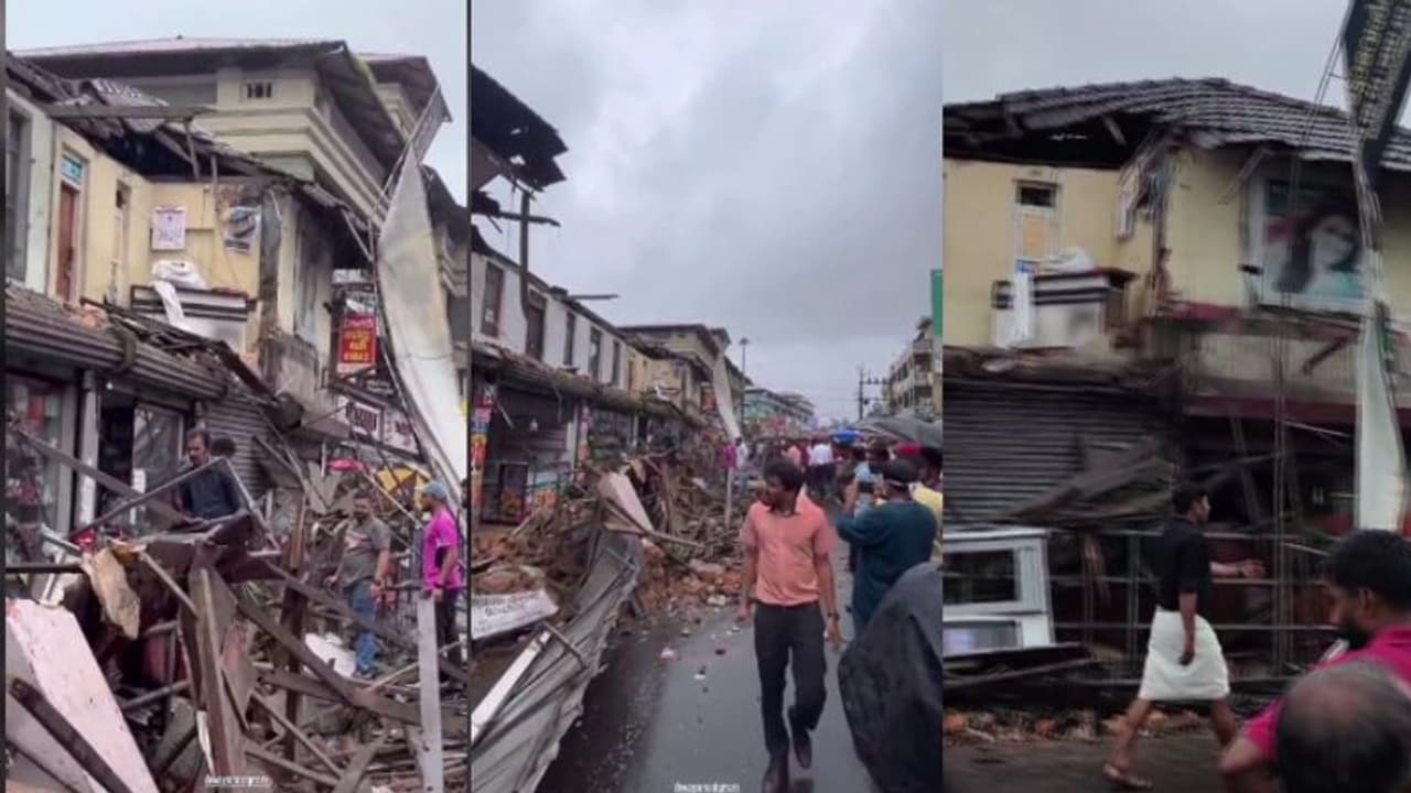 കനത്ത മഴ; കൽപ്പറ്റ നഗര മധ്യത്തിലെ കെട്ടിടം തകർന്നു വീണു; വൻ അപകടമൊഴിവായത് തലനാരിഴക്ക്, ദേശീയപാതയിൽ ഗതാഗത തടസം കനത്ത മഴ; കൽപ്പറ്റ നഗര മധ്യത്തിലെ കെട്ടിടം തകർന്നു വീണു; വൻ അപകടമൊഴിവായത് തലനാരിഴക്ക്, ദേശീയപാതയിൽ ഗതാഗത തടസം