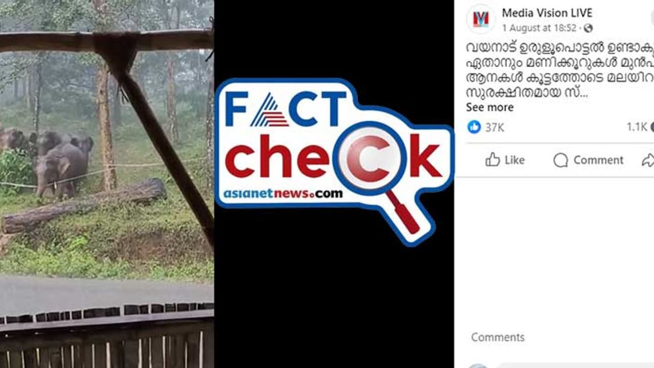 വയനാട് ഉരുള്‍പൊട്ടലിന് തൊട്ടുമുമ്പ് രക്ഷപ്പെട്ട് മലയിറങ്ങുന്ന ആനകളുടെ വീഡിയോയോ ഇത്? സത്യമറിയാം Fact Check 