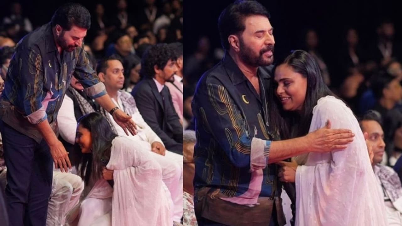 'ഭാഗ്യവതി'; മനംനിറഞ്ഞ് കാൽതൊട്ട് വണങ്ങി വിൻസി, നെഞ്ചോട് ചേർത്ത് അനുഗ്രഹിച്ച് മമ്മൂട്ടി 'ഭാഗ്യവതി'; മനംനിറഞ്ഞ് കാൽതൊട്ട് വണങ്ങി വിൻസി, നെഞ്ചോട് ചേർത്ത് അനുഗ്രഹിച്ച് മമ്മൂട്ടി