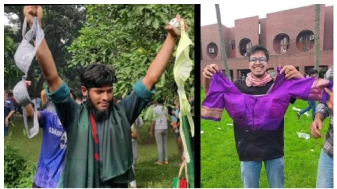 ഷെയ്ഖ് ഹസീനയുടെ ഔദ്യോഗിക വസതി അക്രമിച്ച് അടിവസ്ത്രങ്ങളുമായി പോകുന്ന പ്രക്ഷോഭകരുടെ വീഡിയോ വൈറല്‍ 