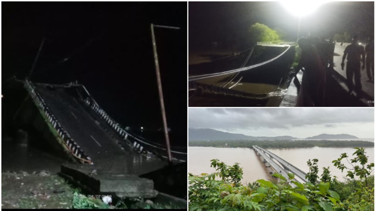 കാർവാറിൽ ദേശീയ പാതയിൽ പാലം തകർന്ന് ലോറി പുഴയിൽ വീണു; ഡ്രൈവറെ രക്ഷപ്പെടുത്തി നാട്ടുകാർ