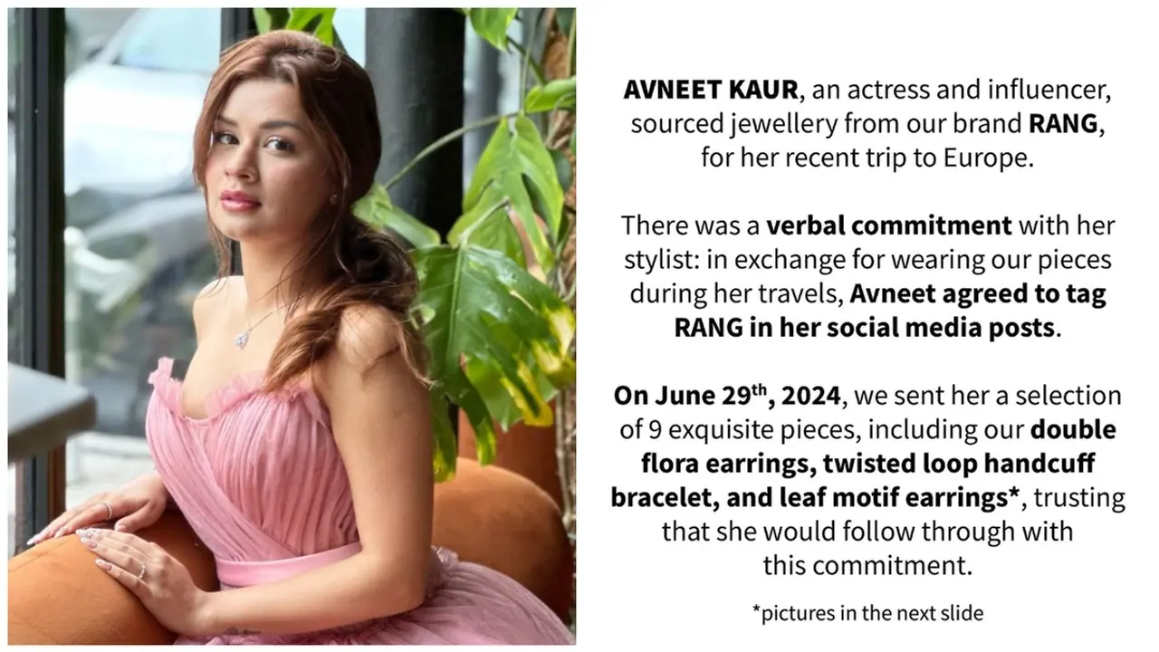 Jewelry brand accuses Avneet Kaur of cheating and non payment: 'Worst experience to date' Jewelry brand accuses Avneet Kaur of cheating and non payment: 'Worst experience to date'