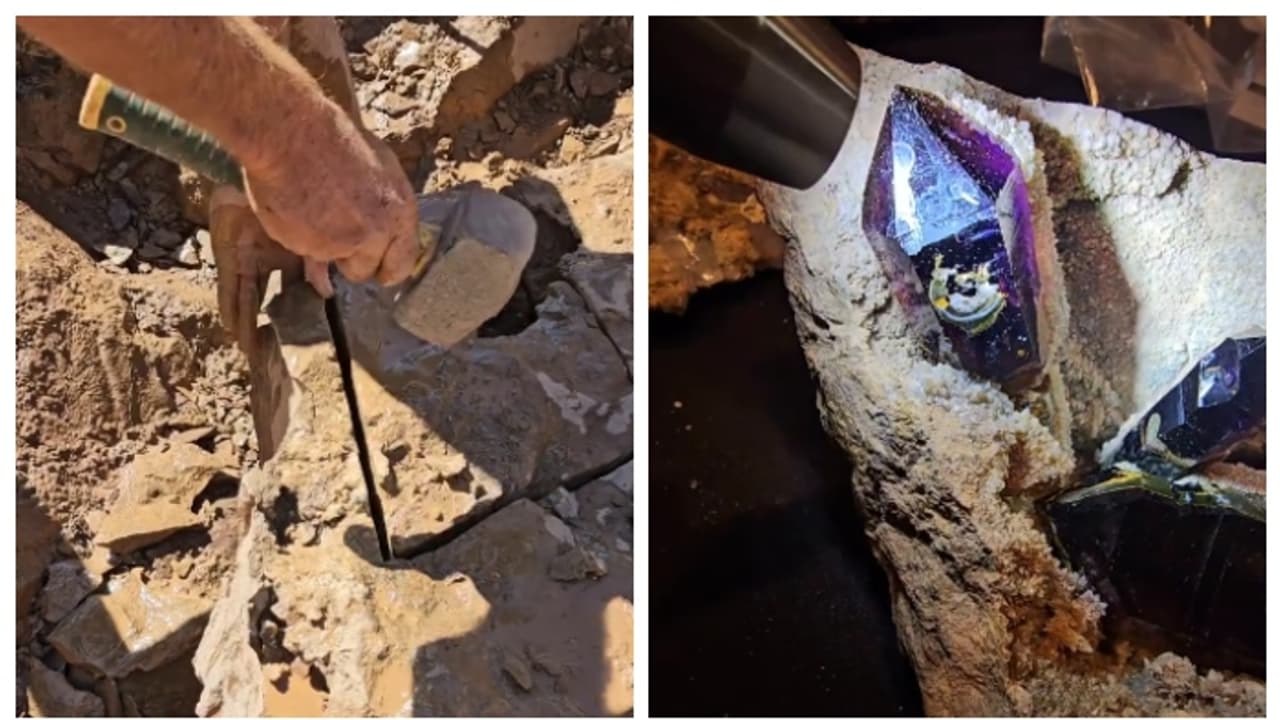 പാറയ്ക്കുള്ളിൽ നിന്നും ലഭിച്ചത് 'അമേത്തിസ്റ്റ് സ്റ്റോൺ'; ഗ്രീക്കുകാർ മദ്യാസക്തി കുറയ്ക്കുമെന്ന് കരുതിയ കല്ല് 