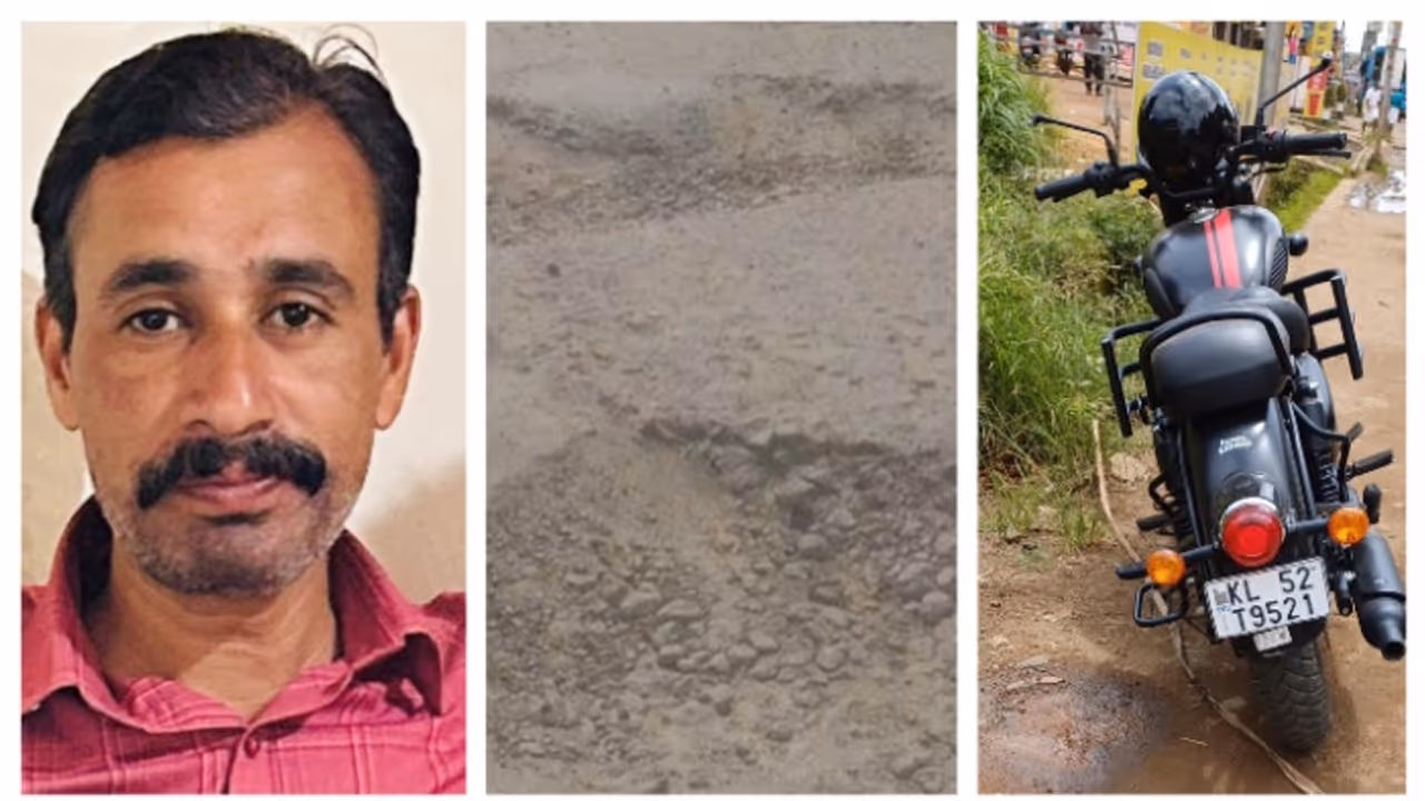 ബൈക്ക് കുഴിയിൽ വീഴാതെ വെട്ടിച്ചു; റോഡിലേക്ക് വീണ വിമുക്തഭടന് ബസ് കയറി ദാരുണാന്ത്യം; അപകടം പാലക്കാട്