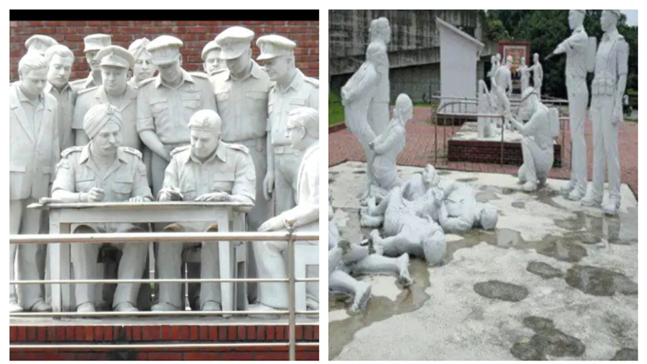  Pakistan Army surrender 1971 iconic statue mukti yuddha was also demolished in Bangladesh bsm