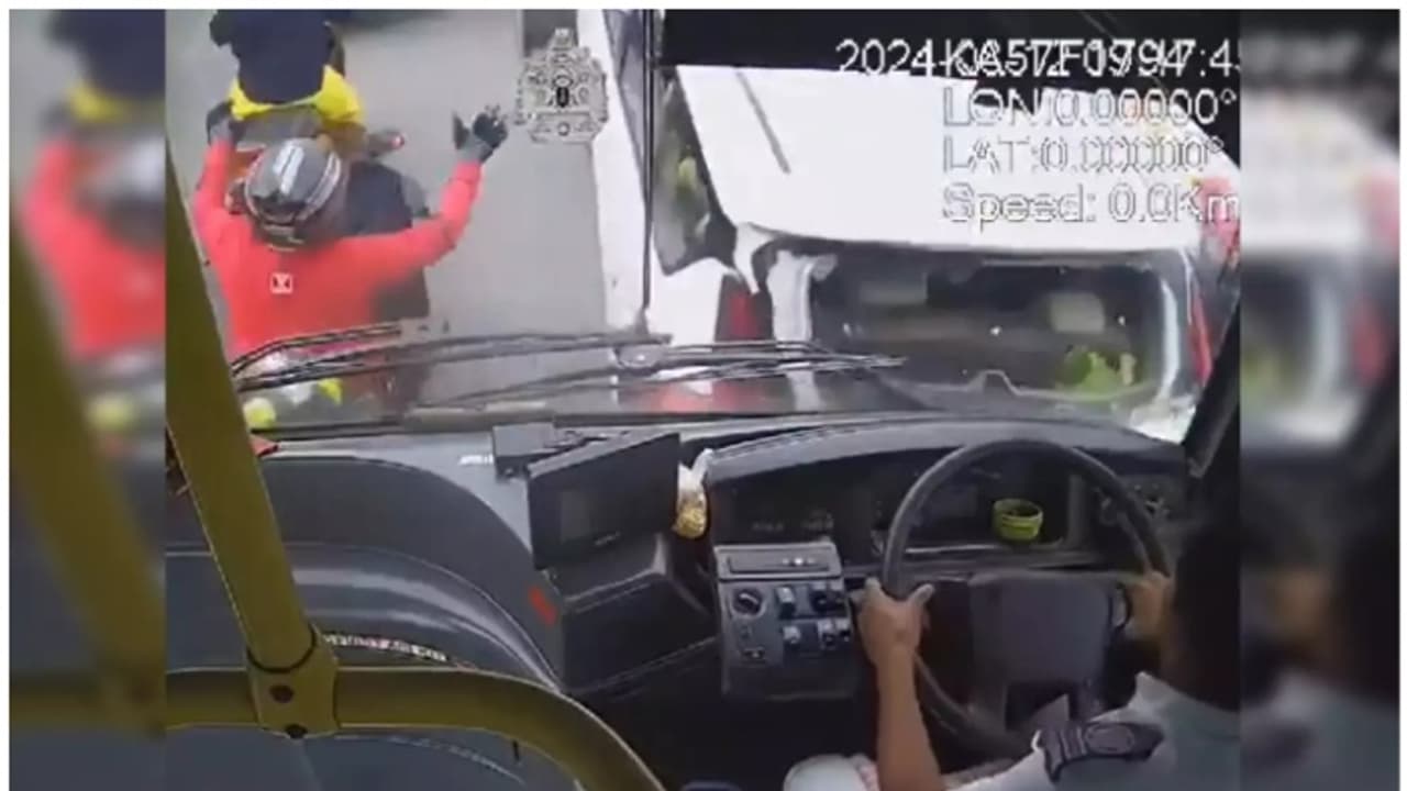 Bengaluru: On camera, BMTC bus mows down bikers, crashes into cars on busy road (WATCH) Bengaluru: On camera, BMTC bus mows down bikers, crashes into cars on busy road (WATCH)