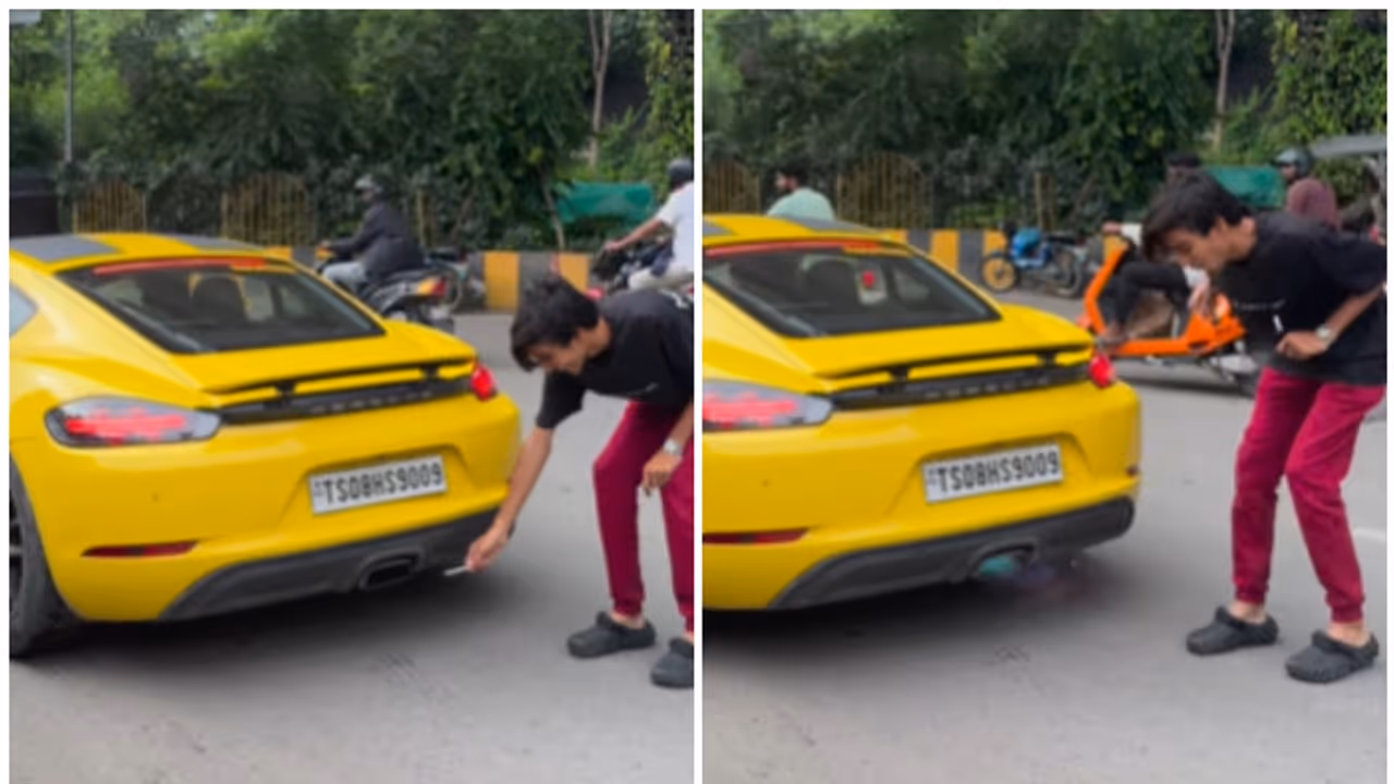 WATCH: Man uses Porsche exhaust to light cigarette: shocking results captured on video