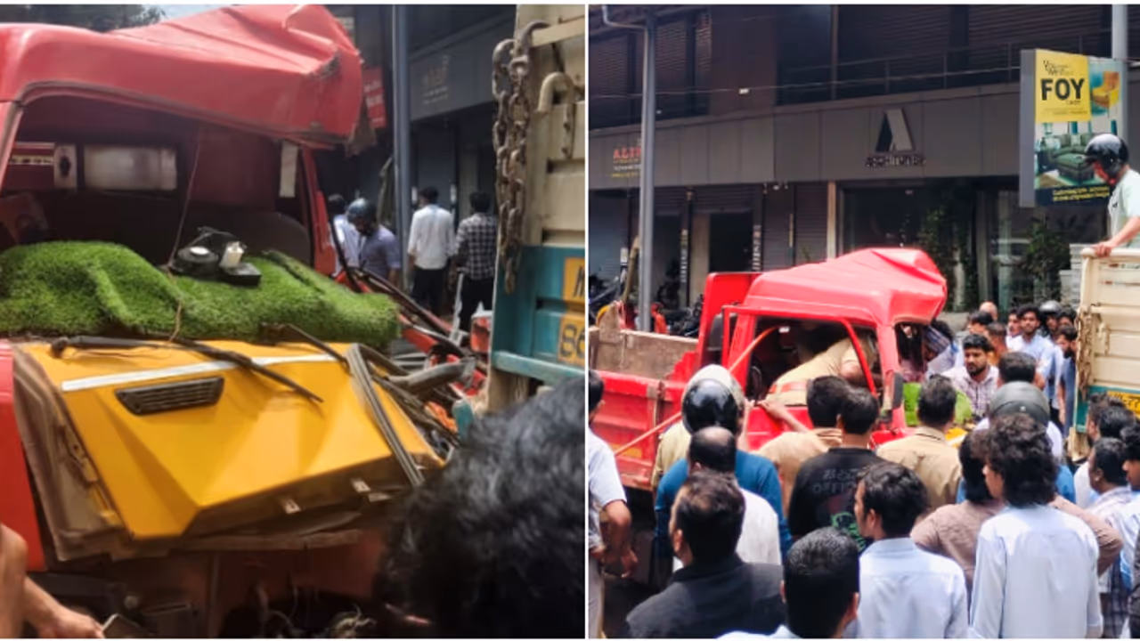 ടിപ്പർ നിര്‍ത്തിയിട്ട ചരക്ക് ലോറിയിൽ ഇടിച്ചുകയറി; കാബിനിൽ കുടുങ്ങിയ ക്ലീനറെ വാഹനം വെട്ടിപ്പൊളിച്ച് രക്ഷിച്ചു