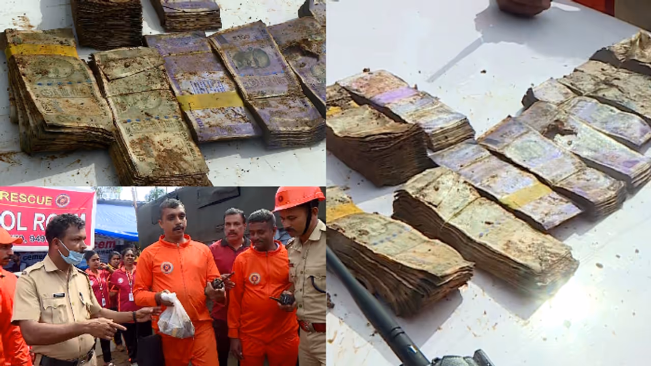 പാറക്കെട്ടിന് അടിയിൽ ചെളിയില്‍ പുതഞ്ഞ നിലയിൽ നോട്ടുകെട്ടുകള്‍; ചൂരൽമലയിൽ നിന്ന് 4 ലക്ഷം കണ്ടെത്തി ഫയർഫോഴ്സ്