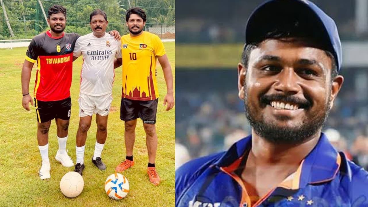 బాస్కెట్‌బాల్ కోర్ట్‌లో ఫుట్‌బాల్ ఆడుతున్న సంజు శాంసన్.. వీడియో