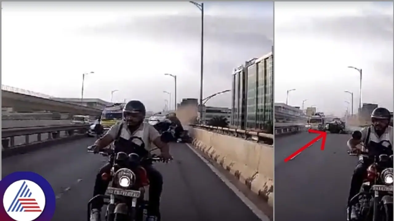Bengaluru: Car overturns on Electronic City flyover while making way for Ambulance; Video goes viral (WATCH)