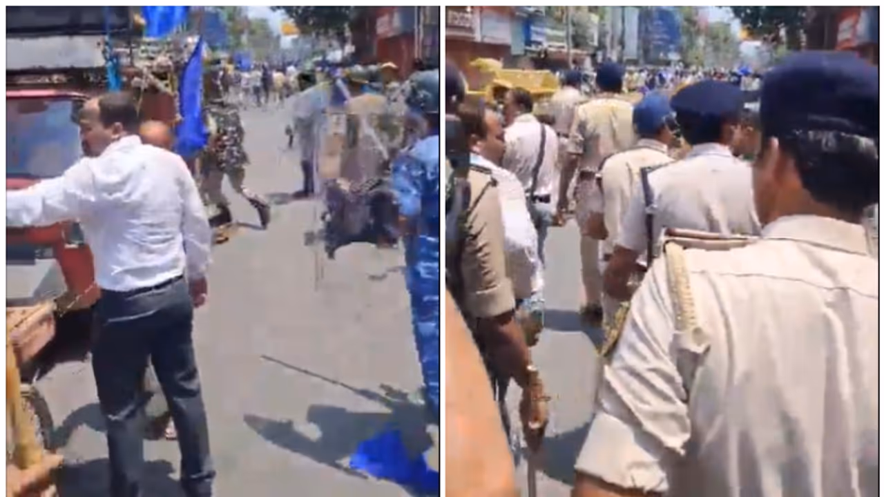 WATCH: Bharat Bandh blunder as policeman accidentally hits SDM with baton in viral video