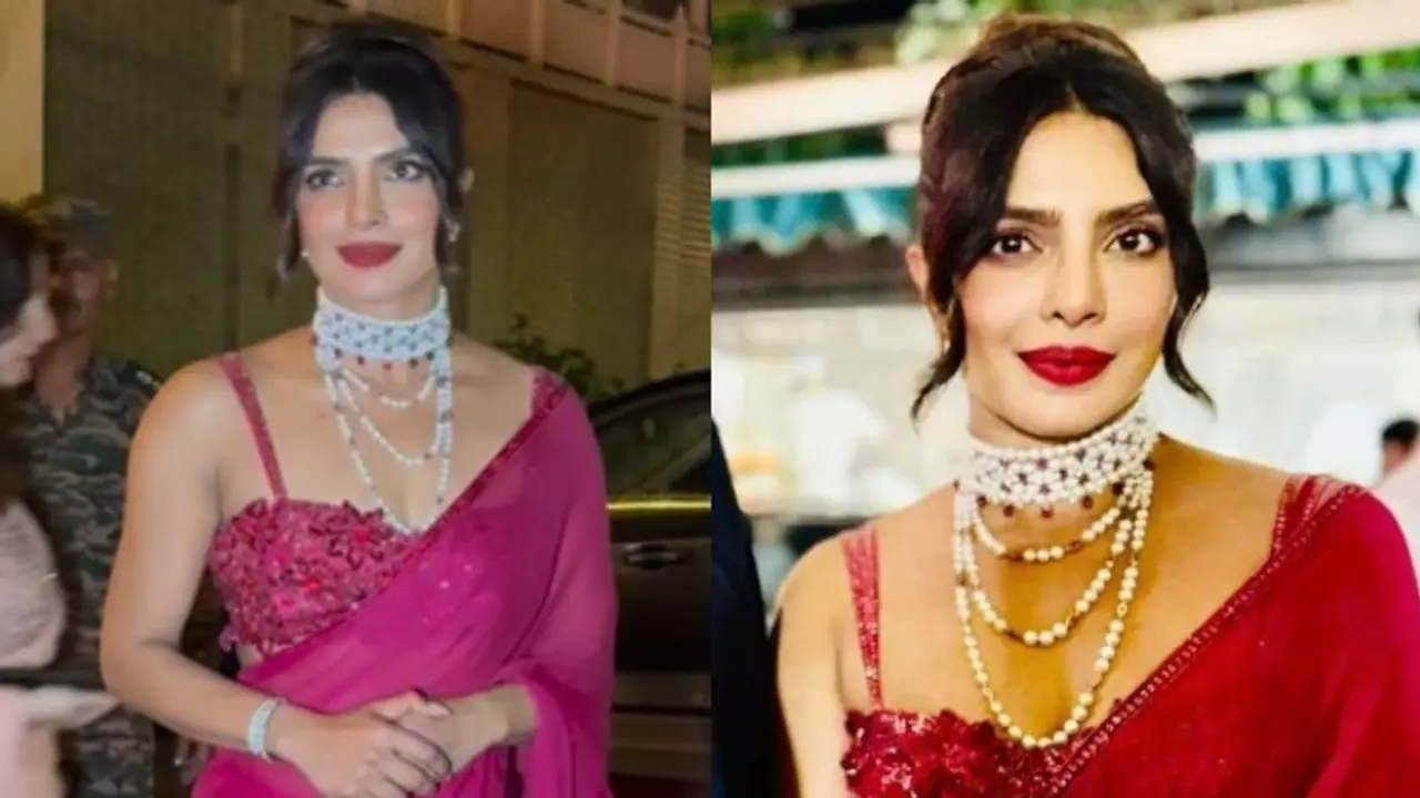 Priyanka Chopra looks MAJESTIC as she dons magenta saree for her brother's pre wedding ceremony Priyanka Chopra looks MAJESTIC as she dons magenta saree for her brother's pre wedding ceremony
