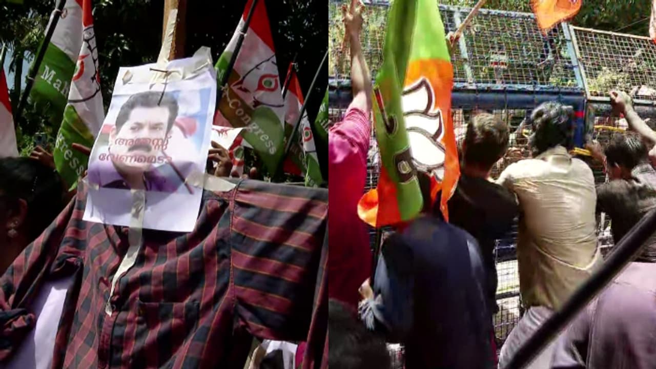 മുകേഷ് രാജിവെക്കണം; വീട്ടിലേക്ക് യുവമോർച്ച, മഹിളാ കോൺഗ്രസ് മാർച്ച്, സജി ചെറിയാനെതിരെയും പ്രതിഷേധം