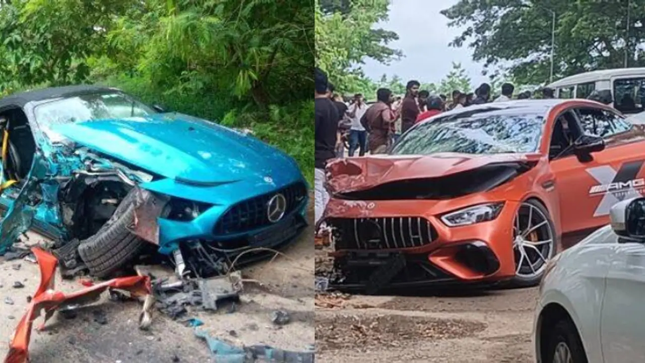 Kerala: Luxury cars crash at Kochi's Willingdon Island; 5 injured, cars worth crores damaged Kerala: Luxury cars crash at Kochi's Willingdon Island; 5 injured, cars worth crores damaged