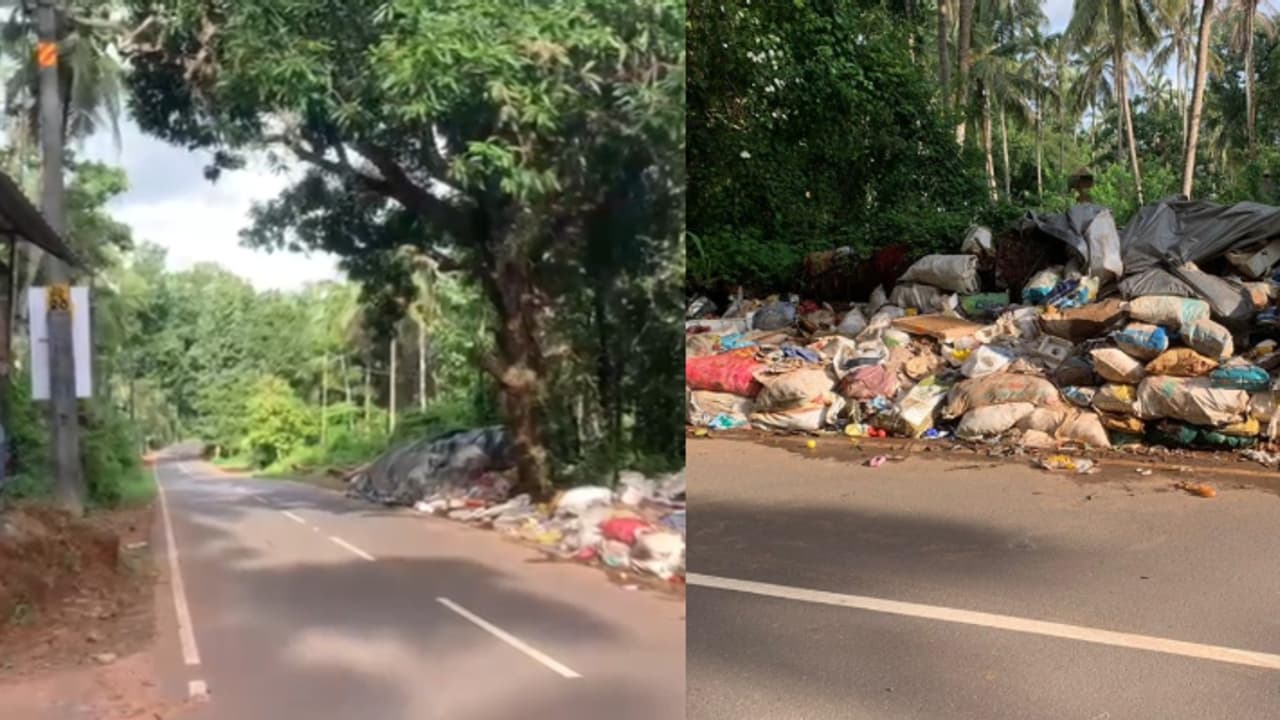 മാലിന്യം തള്ളുന്നതിനെതിരേ പഞ്ചായത്ത് മുന്നറിയിപ്പിന് മുന്പില് ഹരിത കര്മ്മ സേനയുടെ മാലിന്യ ശേഖരം മാലിന്യം തള്ളുന്നതിനെതിരേ പഞ്ചായത്ത് മുന്നറിയിപ്പിന് മുന്പില് ഹരിത കര്മ്മ സേനയുടെ മാലിന്യ ശേഖരം