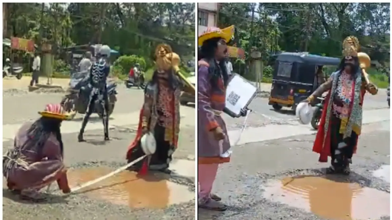 Karnataka: Mythological duo 'Yamraj' and 'Chitragupt' create buzz on Udupi roads in viral video