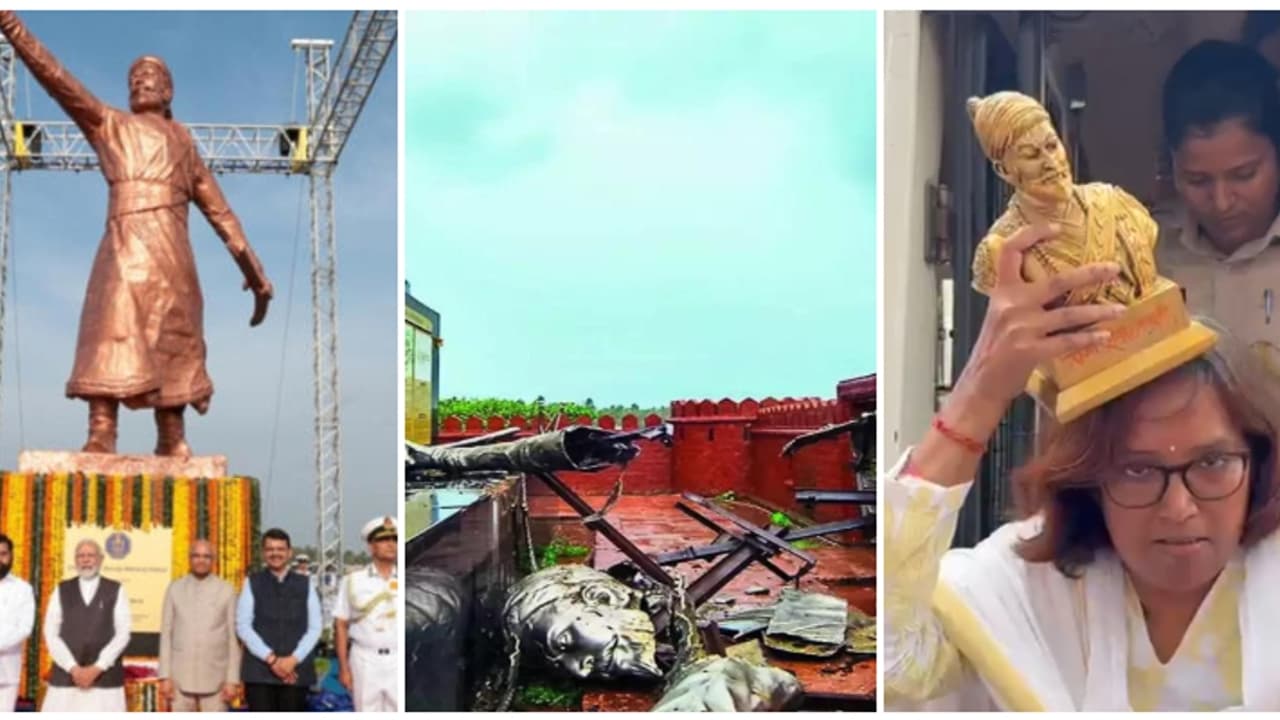 '8 മാസമായില്ല', ഛത്രപതി ശിവാജിയുടെ പ്രതിമ തകർന്നതിൽ മോദിക്കെതിരെ പ്രതിഷേധം; മാപ്പ് പറയണമെന്ന് കോൺഗ്രസ്