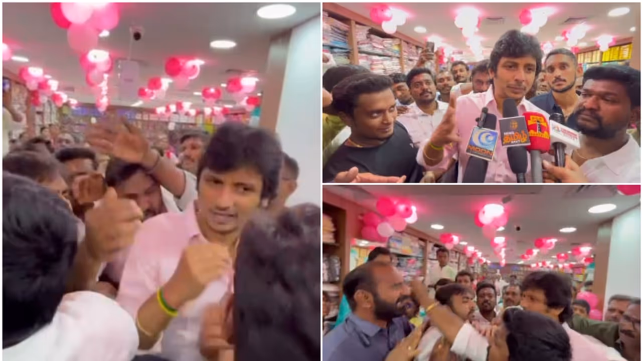 Actor Jiiva loses cool at reporters when asked about Radhika Sarathkumar's expose on hidden camera on film set