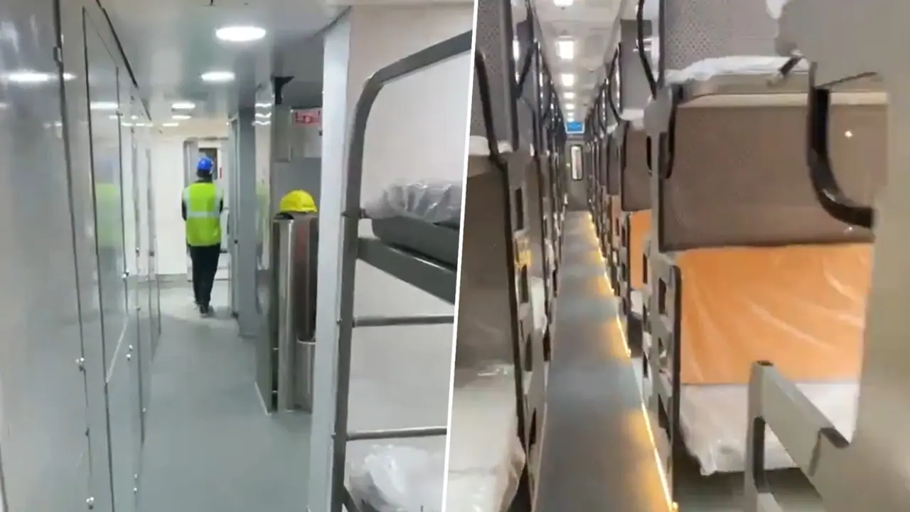 Vande Bharat sleeper coach prototype REVEALED: Trials begin ahead of passenger rollout (WATCH) Vande Bharat sleeper coach prototype REVEALED: Trials begin ahead of passenger rollout (WATCH)