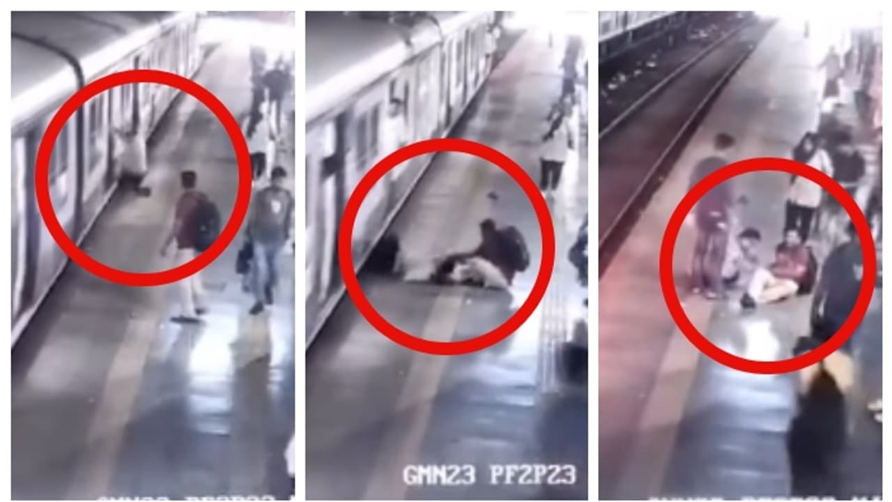 ഓടുന്ന ട്രയിനിന് അടിയിലേക്ക് കാൽ തെറ്റി വീഴാൻ പോയ ആളെ സാഹസികമായി രക്ഷപ്പെടുത്തി പോലീസുകാരന്‍; വീഡിയോ വൈറൽ 