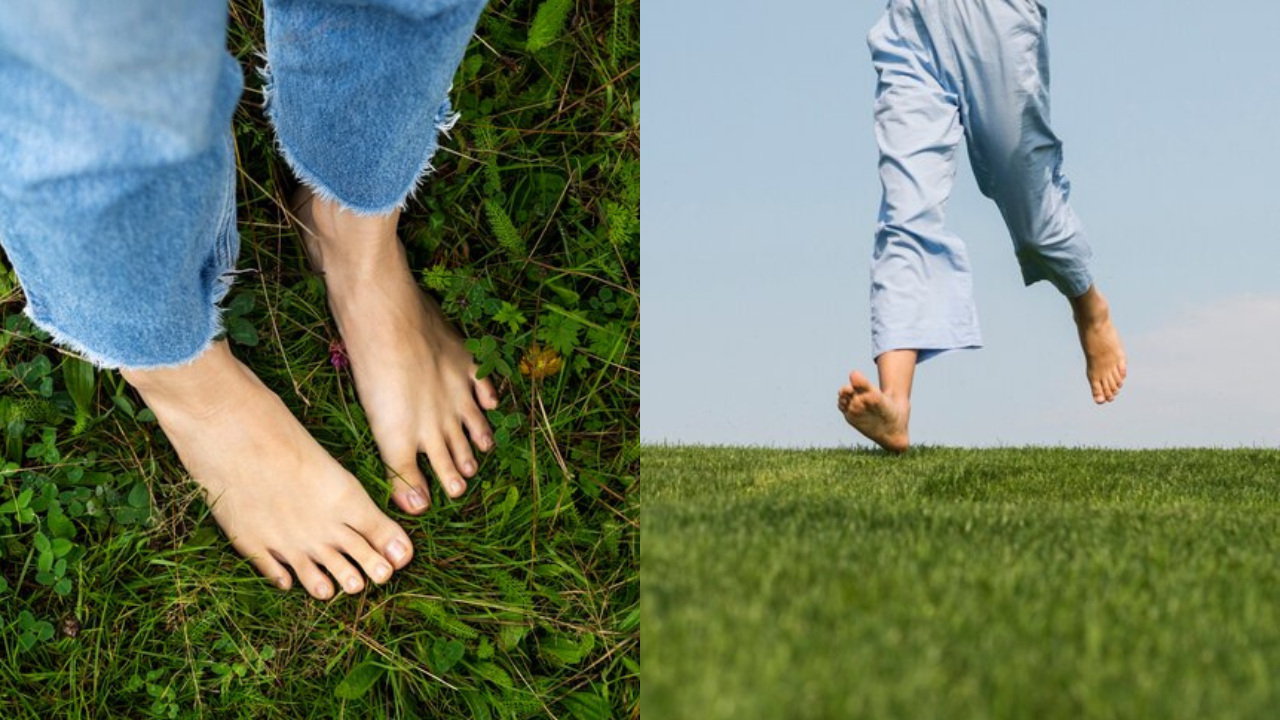 walking barefoot on grass walking barefoot on grass