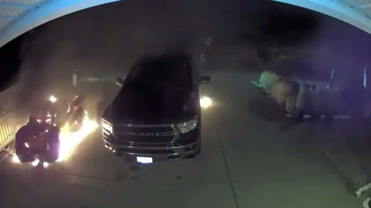 Firing outside AP Dhillon's house: New videos show black truck, car burnt in driveway (WATCH) Firing outside AP Dhillon's house: New videos show black truck, car burnt in driveway (WATCH)