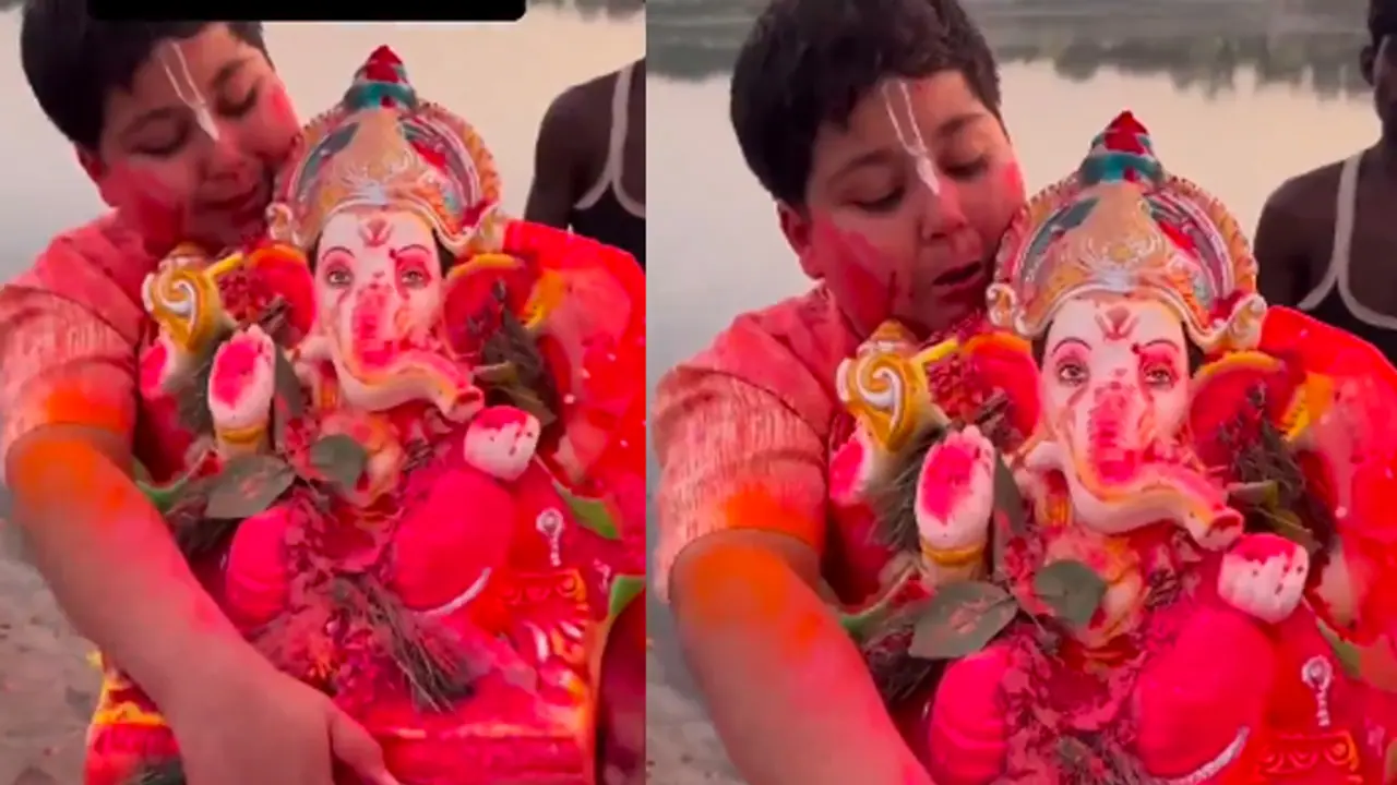 Emotional child refuses to bid farewell during Lord Ganesha immersion: 'My Friend Ganesha' [WATCH] 