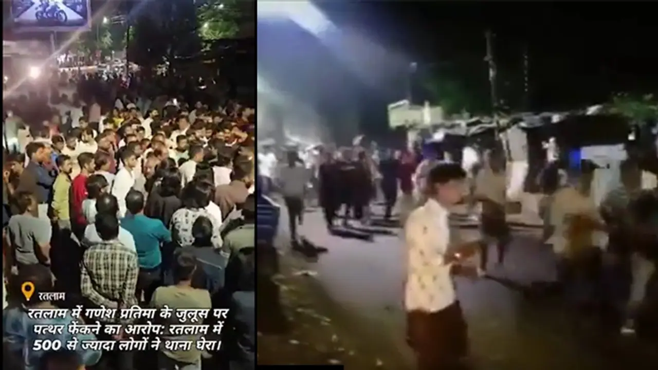 Stone pelting at Ganesh Chaturthi procession in MP's Ratlam causes chaos, irked crowd stage protests (WATCH) Stone pelting at Ganesh Chaturthi procession in MP's Ratlam causes chaos, irked crowd stage protests (WATCH)