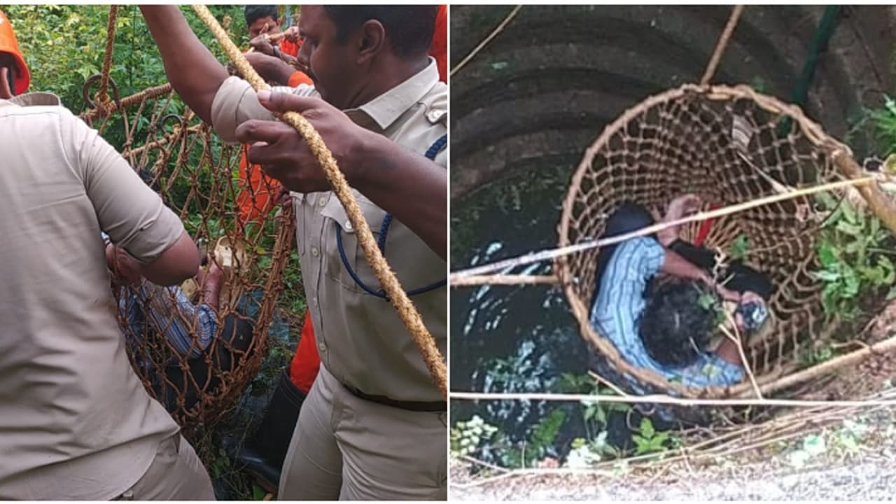 പൊലീസിനെ കണ്ട് ഭയന്നോടി, 40 അടിയുള്ള കിണറ്റിൽ വീണ് വിദ്യാർഥി; റോപ്പും നെറ്റുമിട്ട് രക്ഷിച്ച് ഫയർഫോഴ്സ്