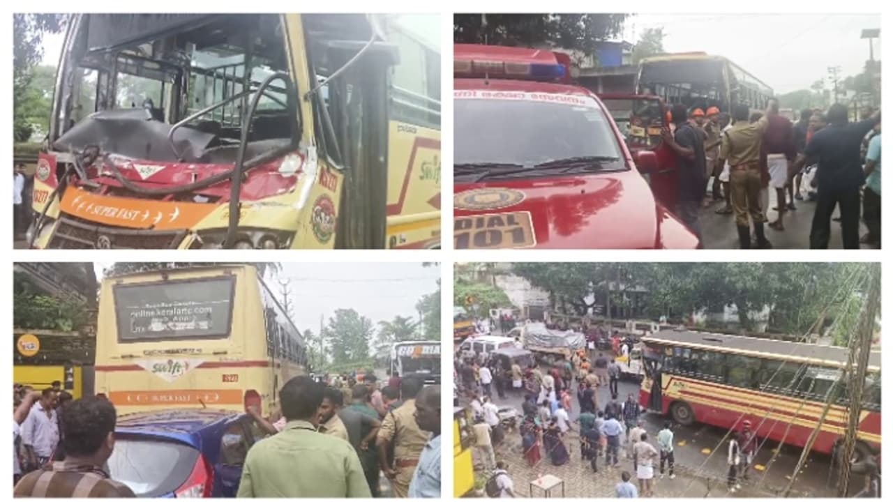 ആദ്യമിടിച്ചത് പിക്കപ്പ് വാൻ, പിന്നെ ടിപ്പറും ട്രാവലറും ബസും; 6 വണ്ടികള് കൂട്ടിയിടിച്ച് 35 പേര്ക്ക് പരിക്ക് ആദ്യമിടിച്ചത് പിക്കപ്പ് വാൻ, പിന്നെ ടിപ്പറും ട്രാവലറും ബസും; 6 വണ്ടികള് കൂട്ടിയിടിച്ച് 35 പേര്ക്ക് പരിക്ക്