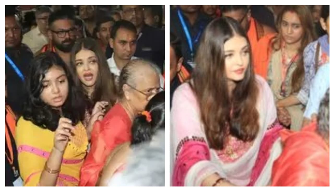 Watch: Aishwarya Rai, Aaradhya Bachchan get mobbed at GSB Ganpati Pandal; video goes viral