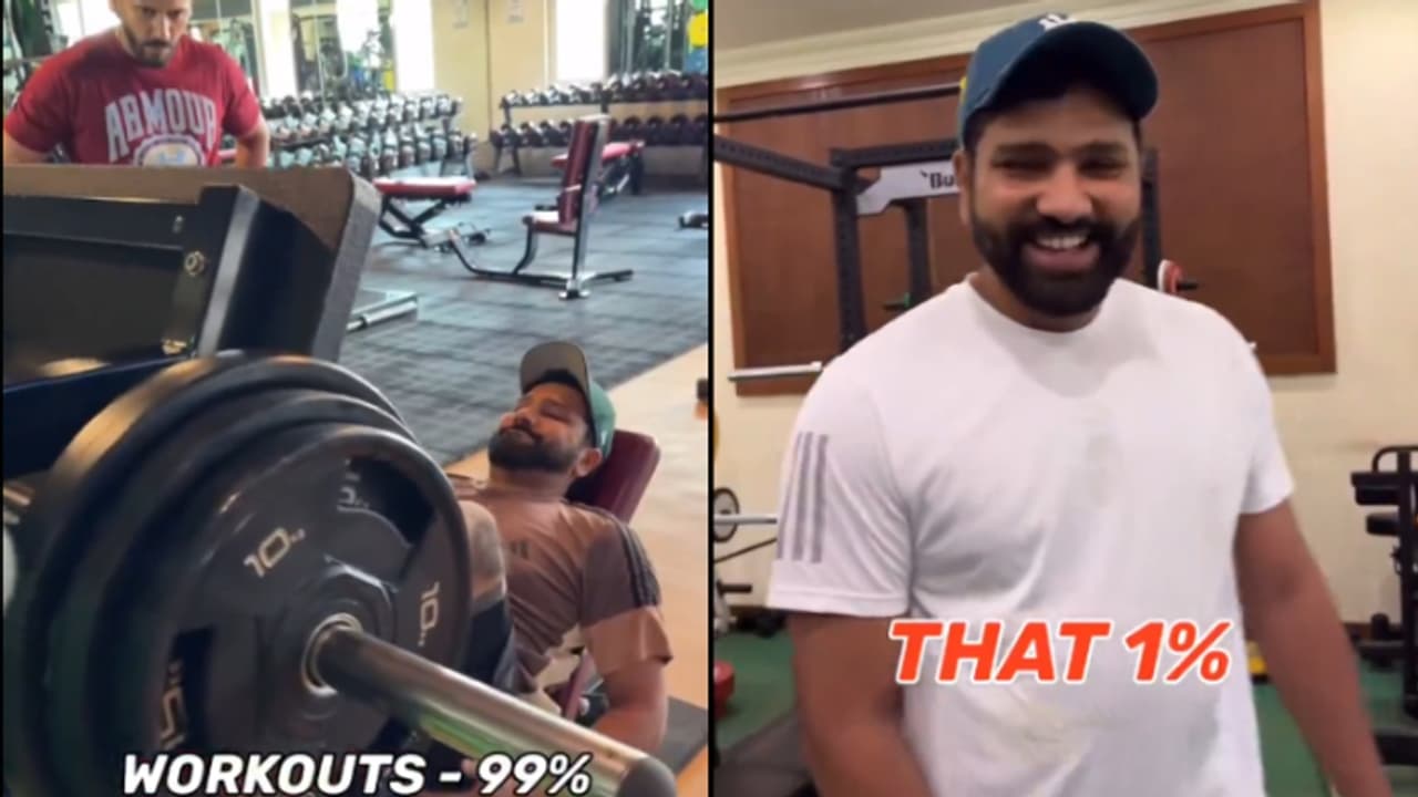 Rohit Sharma's '1% 'fun and '99% workouts' video ahead of India vs Bangladesh Test (WATCH) Rohit Sharma's '1% 'fun and '99% workouts' video ahead of India vs Bangladesh Test (WATCH)