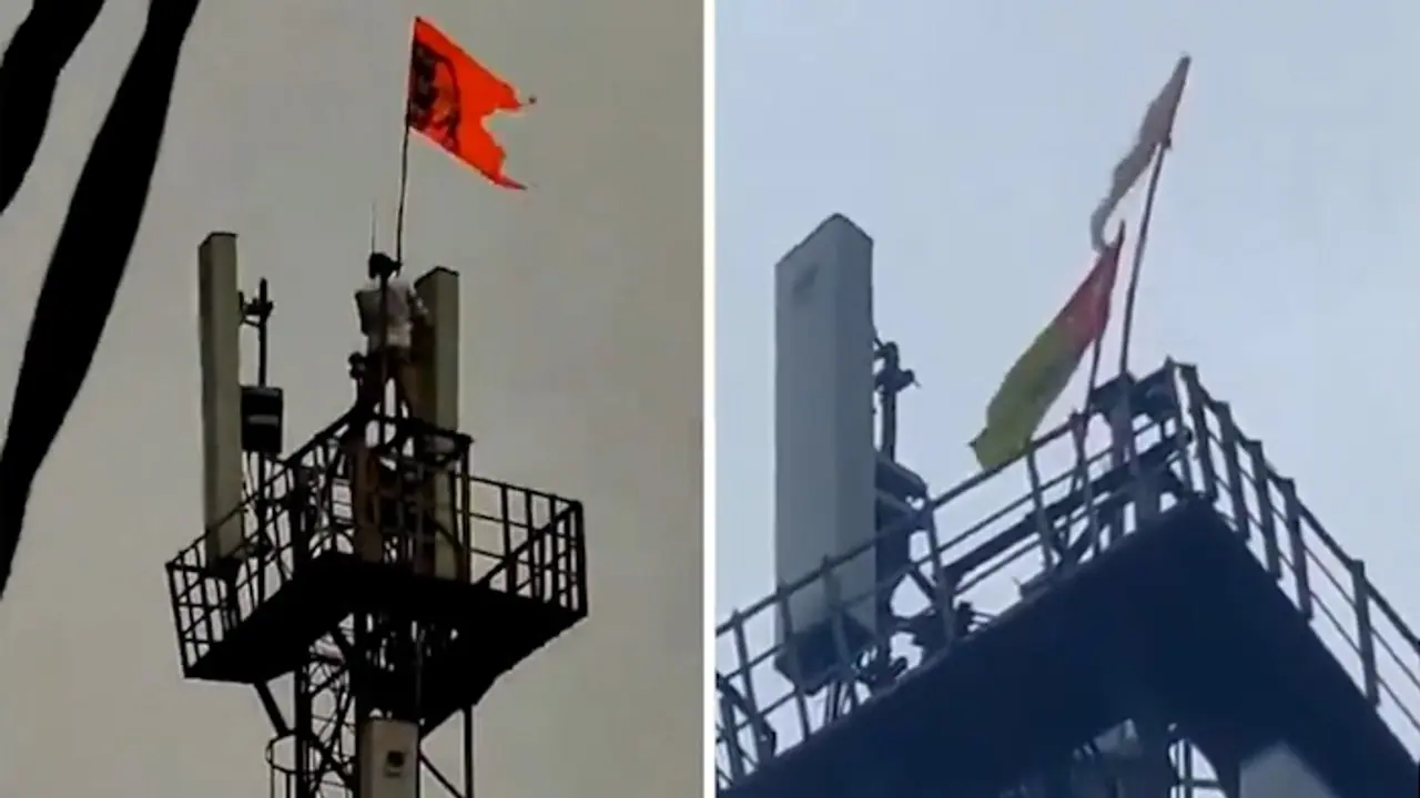UP: Outrage erupts in Badaun after Islamic flag allegedly hoisted on mobile tower, saffron flag torn (WATCH)