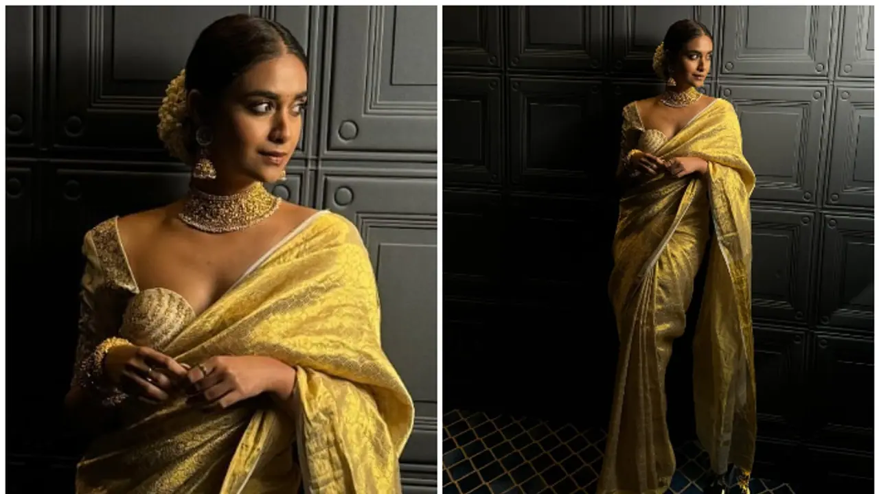 PHOTO: Keerthy Suresh shines in a traditional golden saree; A perfect look for Onam celebrations PHOTO: Keerthy Suresh shines in a traditional golden saree; A perfect look for Onam celebrations