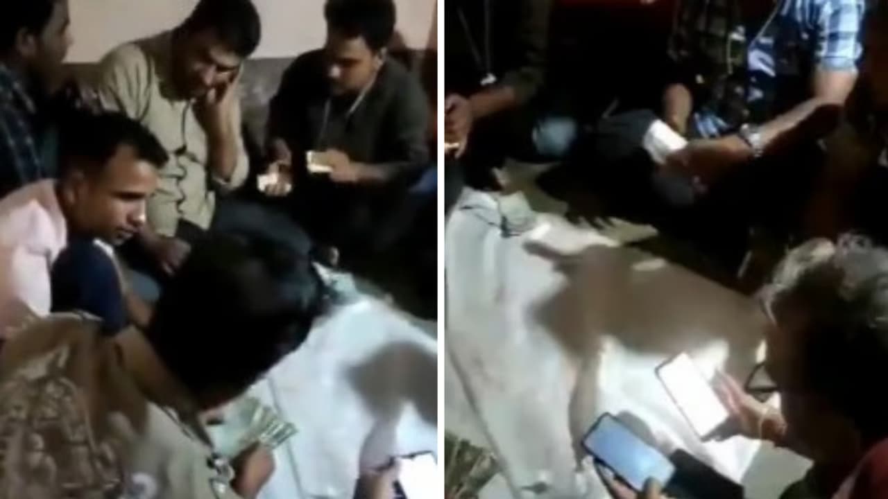 12 policemen found gambling in Madhya Pradesh's Tikamgarh; 6 suspended after video goes viral (WATCH) 12 policemen found gambling in Madhya Pradesh's Tikamgarh; 6 suspended after video goes viral (WATCH)