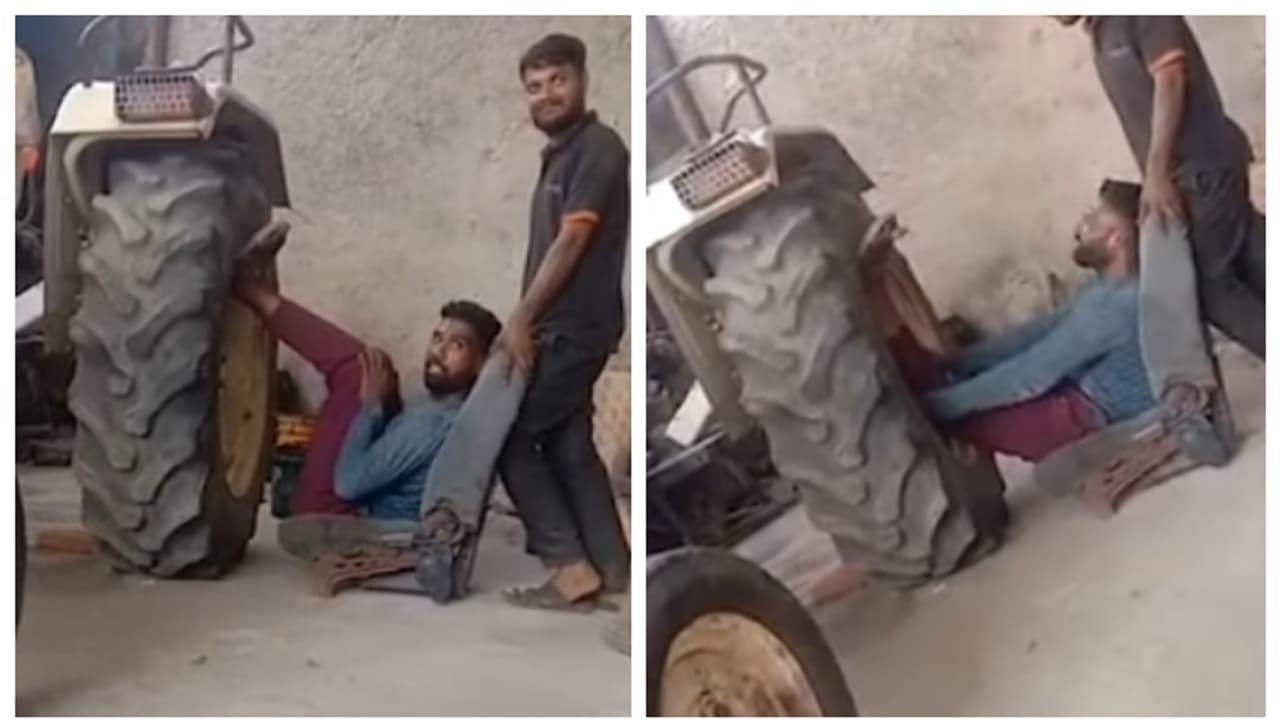 'പഴയത് പോലെ നടക്കില്ല'; 5 ടൺ ഭാരമുള്ള ട്രാക്ടർ കാല് വച്ച് ഉയര്‍ത്താൻ ശ്രമിച്ച് കാല് വട്ടം ഒടിഞ്ഞു; വീഡിയോ വൈറൽ