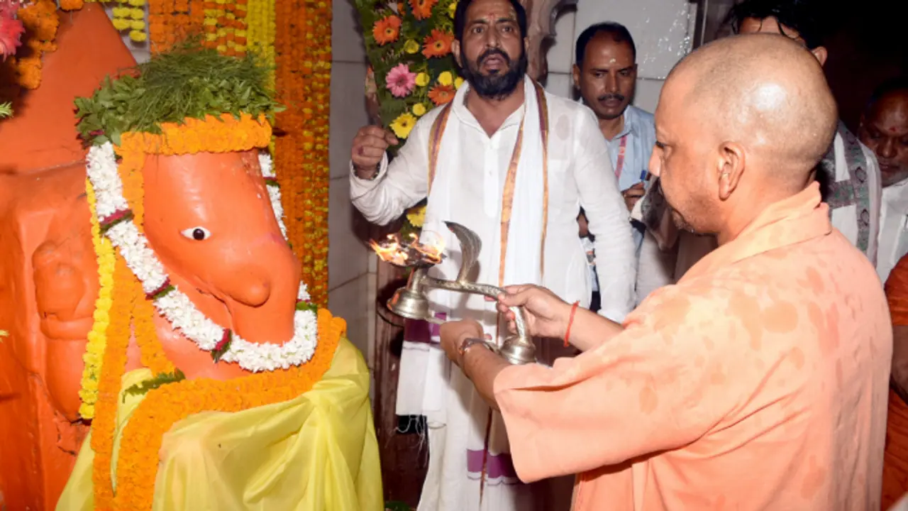 UP CM Yogi Adityanath performs special puja on PM Modi's birthday, offers 74 kg single laddu as prasad